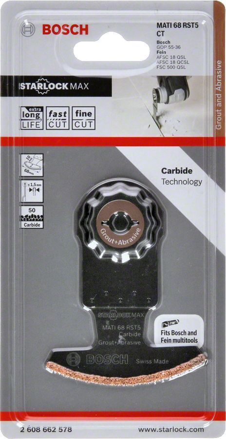 Bosch - Starlock Max - MATI 68 RST5 - Carbide RIFF Zımpara Uçlu Segman Testere Bıçağı 50 Kum Kalınlığı 1'li