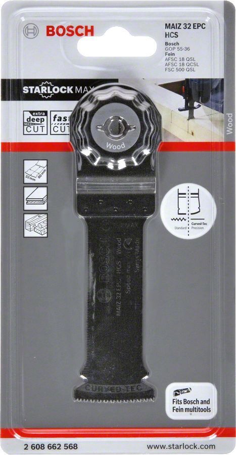 Bosch - Starlock Max - MAIZ 32 EPC - HCS Ahşap İçin Daldırmalı Testere Bıçağı 1'li