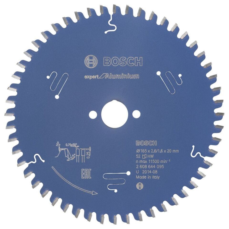 Bosch - Expert Serisi Alüminyum için Daire Testere Bıçağı 165*20 mm 52 Diş