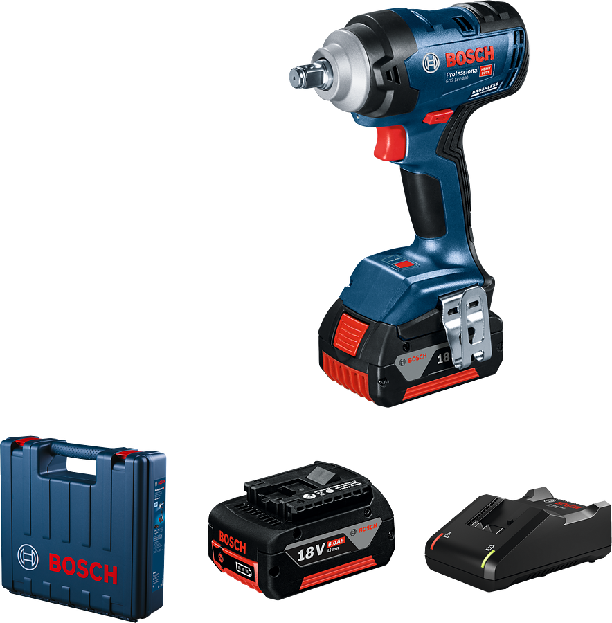Bosch Professional GDS 18V-400 Akülü Darbeli Somun Sıkma Makinesi (2x5.0Ah)