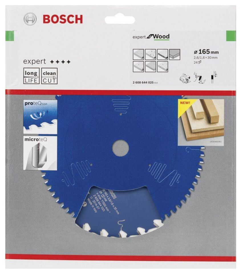 Bosch - Expert Serisi Ahşap için Daire Testere Bıçağı 165*30 mm 24 Diş
