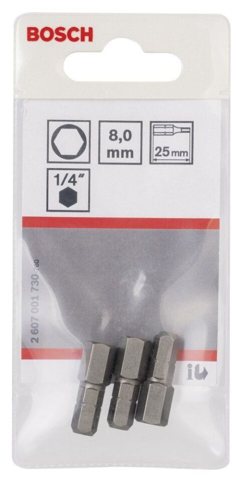 Bosch - Extra Hard Serisi HEX8*25 mm 3'lü