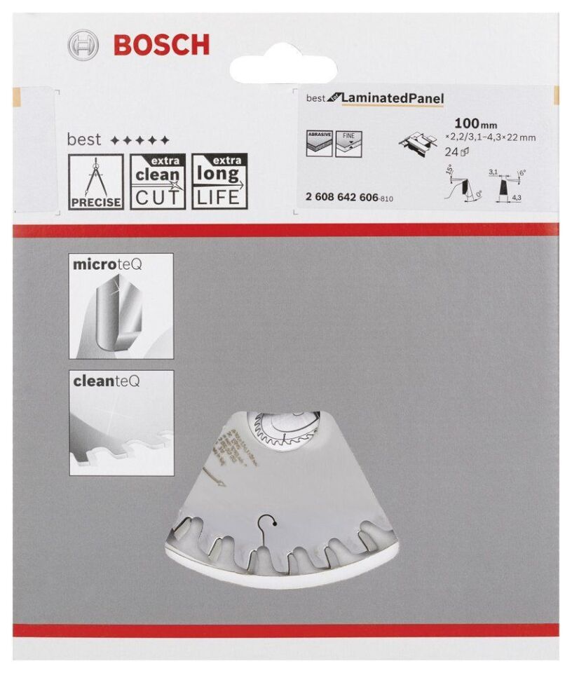 Bosch - Best Serisi Lamine Panel için Konik Ön Çizme Bıçağı 100*22 mm 24 Diş