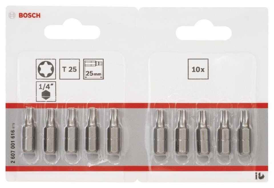 Bosch - Extra Hard Serisi Vidalama Ucu T25*25 mm 10'lu