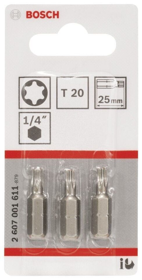 Bosch - Extra Hard Serisi Vidalama Ucu T20*25 mm 3'lü