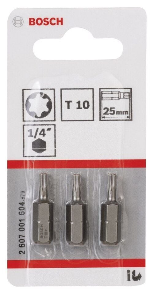 Bosch - Extra Hard Serisi Vidalama Ucu T10*25 mm 3'lü