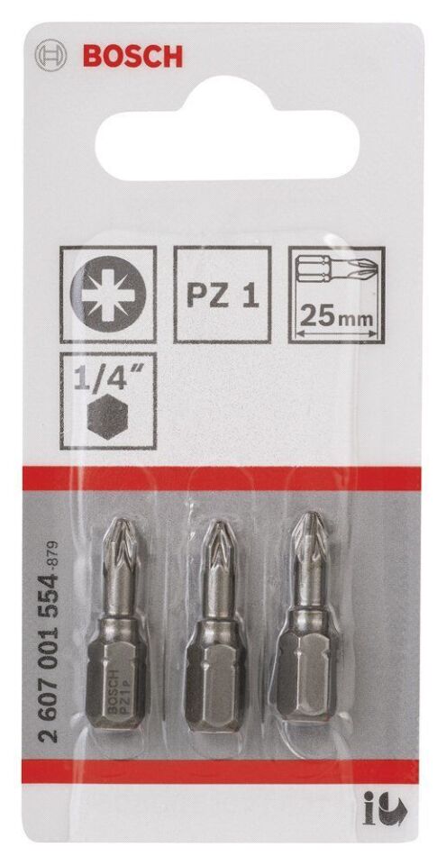 Bosch - Extra Hard Serisi Vidalama Ucu PZ 1*25 mm 3'lü