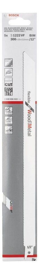 Bosch - Flexible Serisi Ahşap Ve Metal için Panter Testere Bıçağı S 1222 VF - 5'li