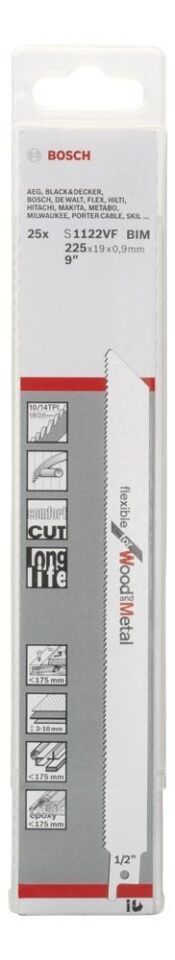 Bosch - Flexible Serisi Ahşap Ve Metal için Panter Testere Bıçağı S 1122 VF - 25'li
