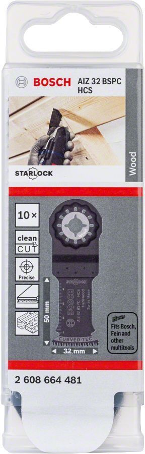Bosch - Starlock - AIZ 32 BSPC - HCS Sert Ahşap İçin Daldırmalı Testere Bıçağı 10'lu