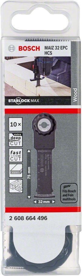Bosch - Starlock Max - MAIZ 32 EPC - HCS Ahşap İçin Daldırmalı Testere Bıçağı 10'lu