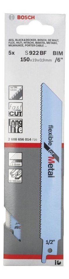 Bosch - Flexible Serisi Metal için Panter Testere Bıçağı S 922 BF - 5'li