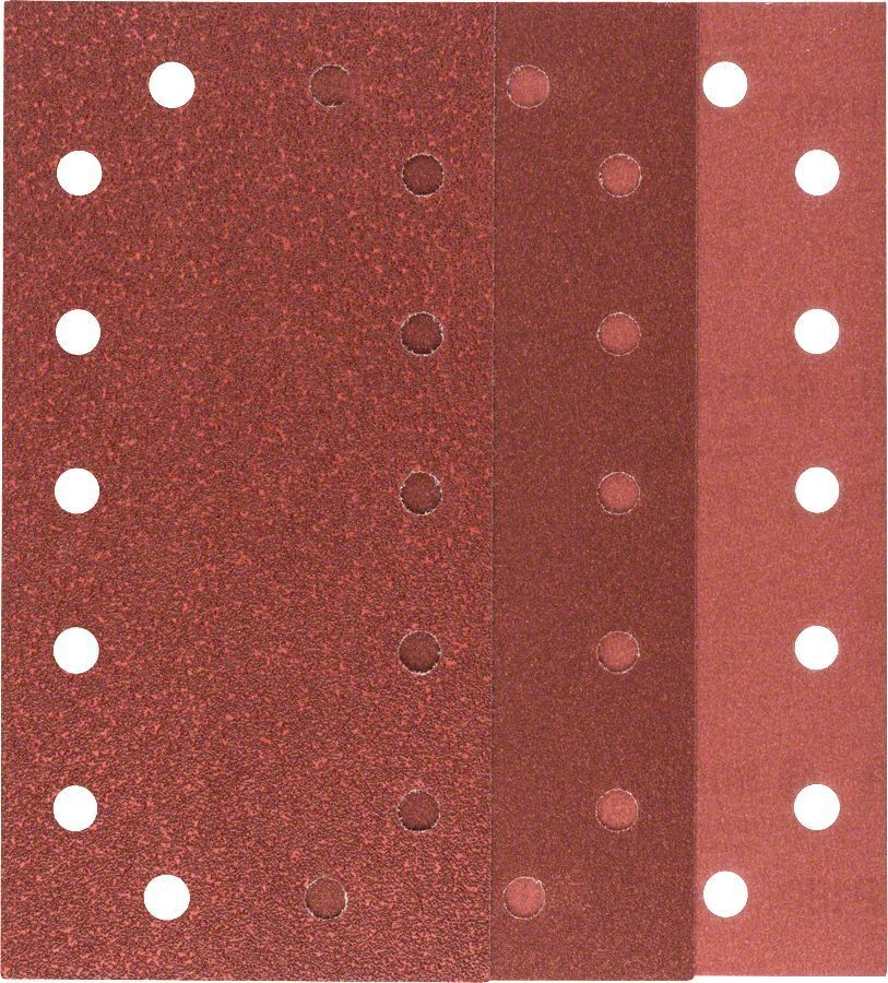 Bosch - Titreşimli Zımpara Kağıdı 10'lu Set, 115 x 230 mm 60/120/180 Kum 14 Delik