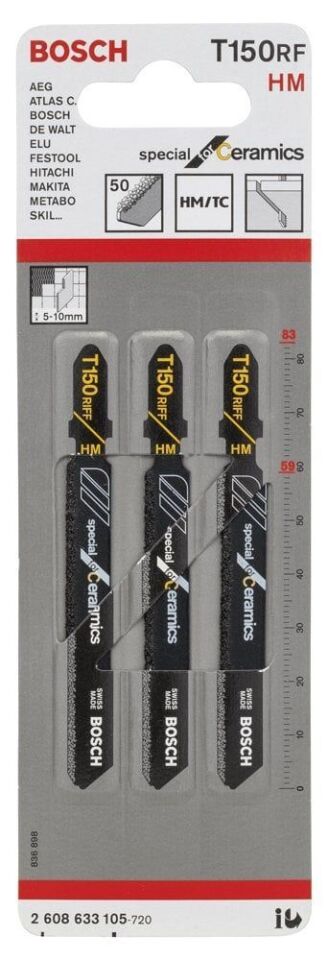 Bosch - Seramik İçin Özel T 150 RIFF Dekupaj Testeresi Bıçağı - 3'Lü Paket