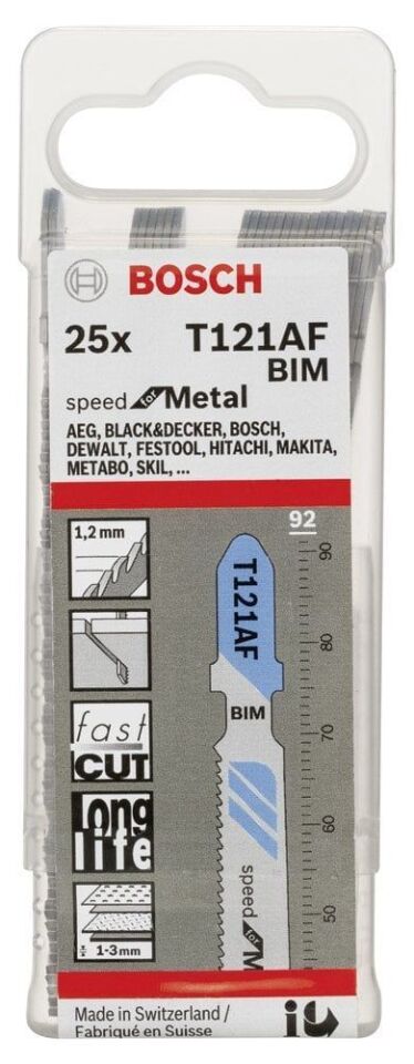 Bosch - Hızlı Kesim Serisi Metal İçin T 121 AF Dekupaj Testeresi Bıçağı - 25'Li Paket