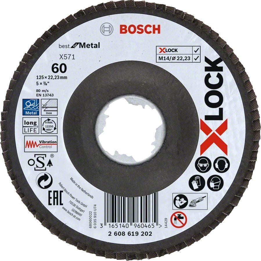 Bosch - X-LOCK - 125 mm 60 Kum Best Serisi Metal Flap Disk