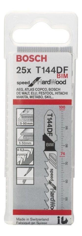 Bosch - Hızlı Kesim Serisi Sert Ahşap İçin T 144 DF Dekupaj Testeresi Bıçağı - 25'Li Paket