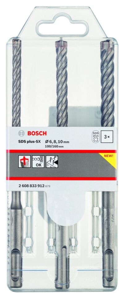 Bosch - SDS plus-5X Serisi Kırıcı Delici Matkap Ucu 3 Parça Set ( 6,8,10 x 160 mm)