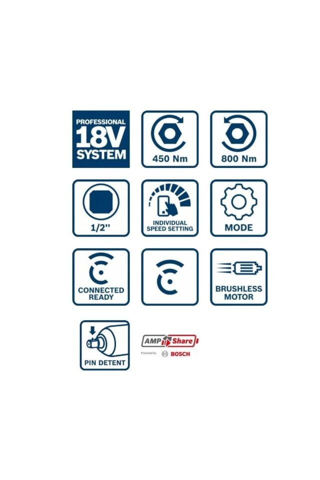 Bosch GDS 18V-450 PC Akülü Darbeli Somun Sıkma Makinesi 06019K4103