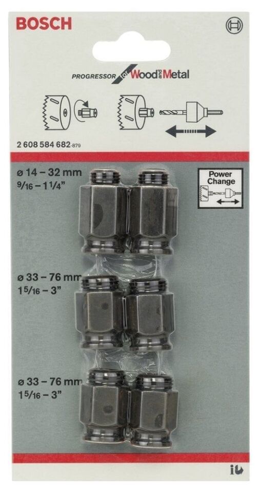 Bosch - Power Change Değiştirme Kiti, Yeni Progressor Serisi Delik Açma Testeresi (Panç) için 6 Parça