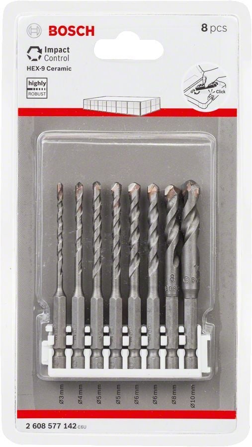 Bosch - HEX-9 Ceramic Altıgen Şaftlı Matkap Ucu 8'li Set - Click