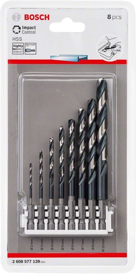 Bosch - Impact Control Serisi HSS Metal Matkap Ucu Seti 8'li - Click