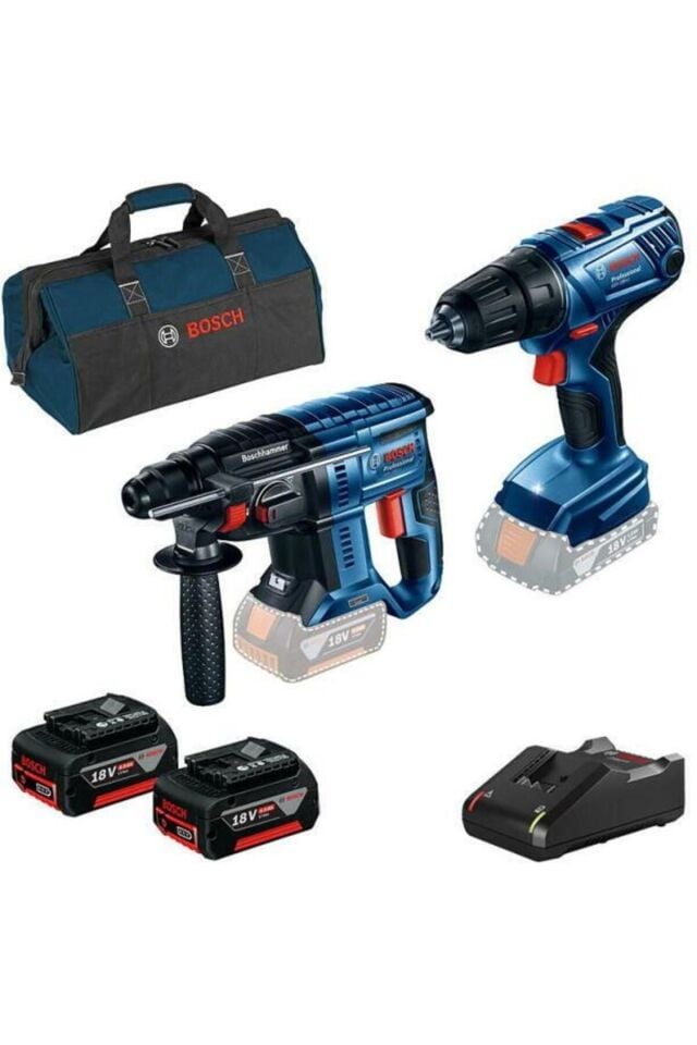 Bosch GBH 180-LI + GSR 180-LI + 2 x akü GBA 18V 4,0Ah + GAL 18V-40 + Bag