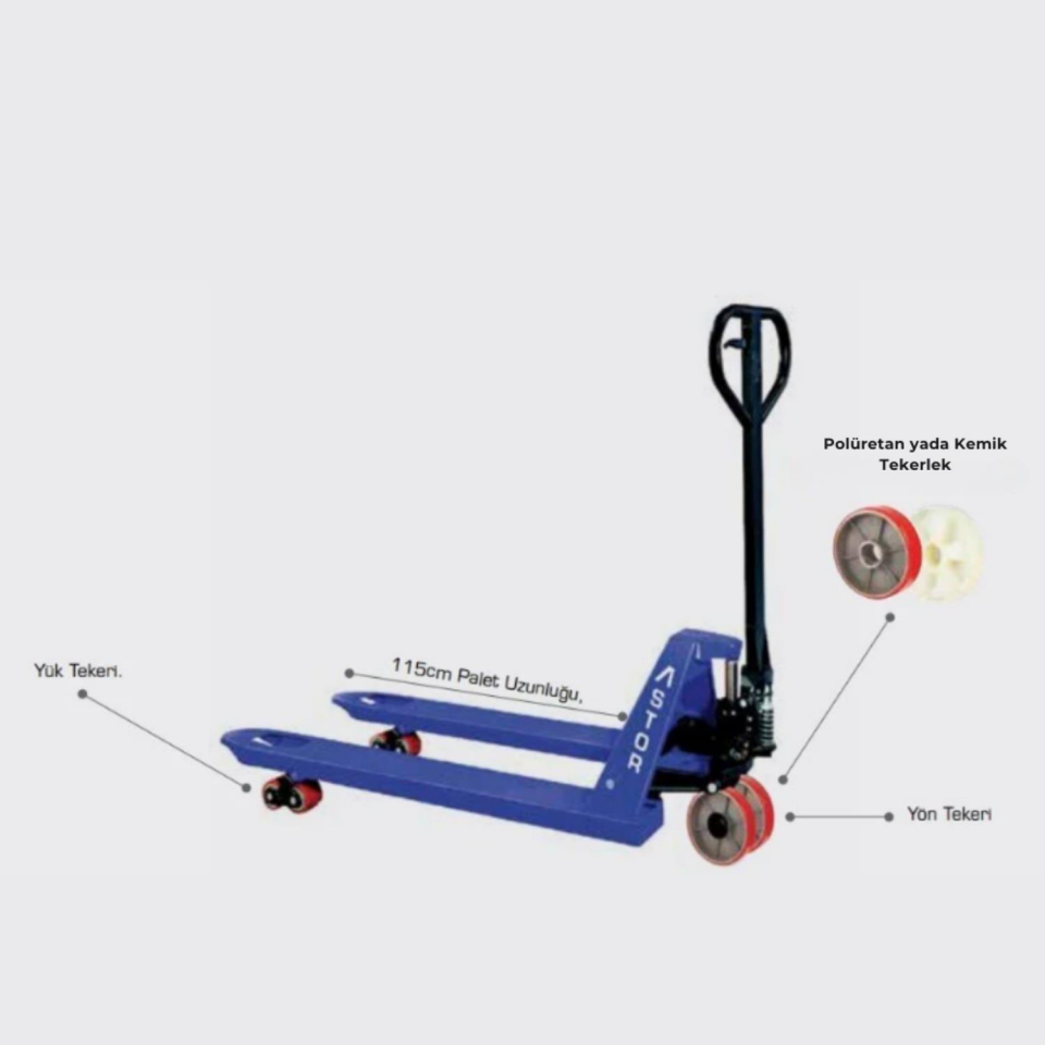 Astor 2500 kg. Transpalet (Polüretan Tekerlek)