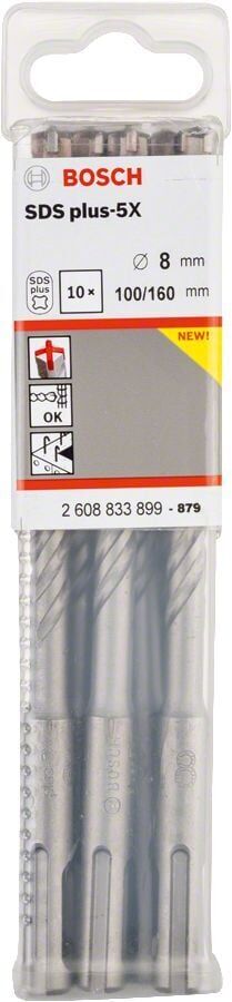 Bosch - SDS-Plus-5X Serisi Kırıcı Delici Matkap Ucu 8*160 mm 10'lu