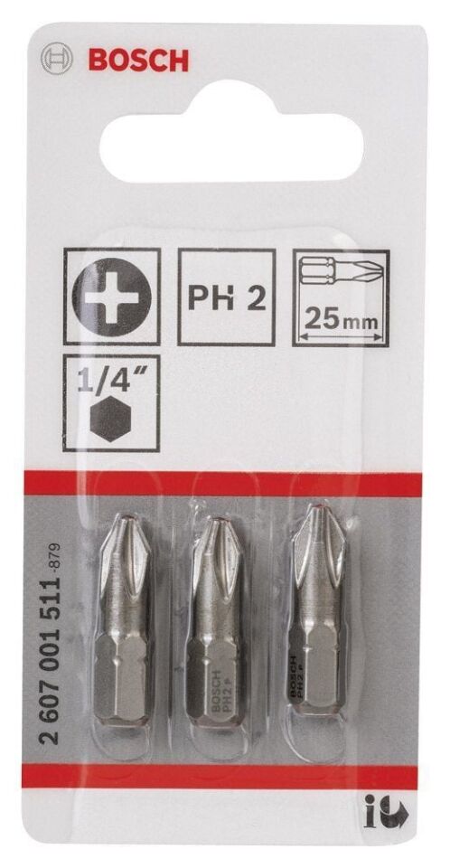 Bosch - Extra Hard Serisi Vidalama Ucu PH2*25 mm 3'lü