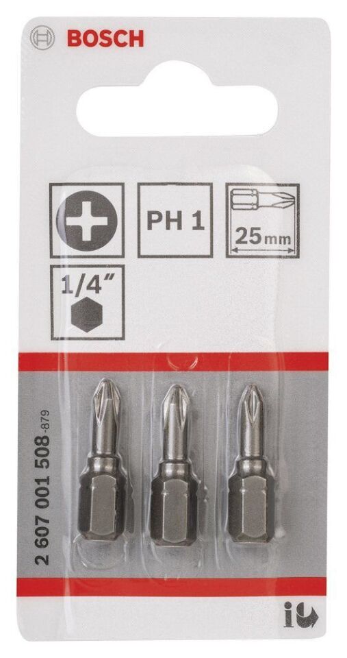 Bosch - Extra Hard Serisi Vidalama Ucu PH1*25 mm 3'lü