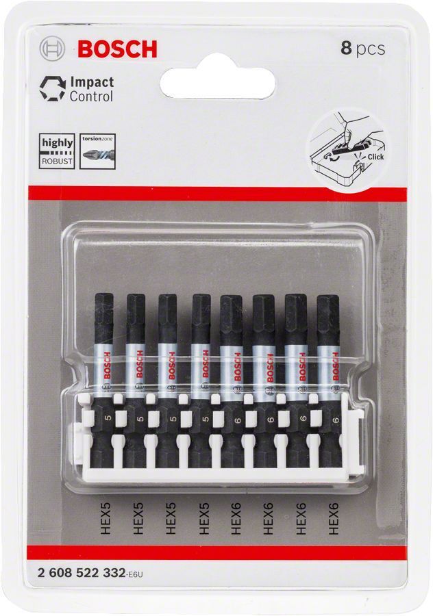 Bosch - Impact Control Serisi Vidalama Ucu 8'li H5x4/H6x4 *50mm