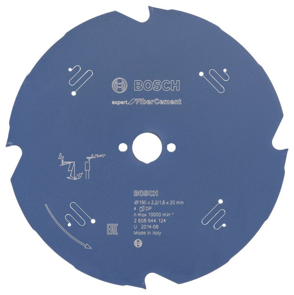 Bosch - Expert Serisi Lifli Çimento Ve Alçıpan için Daire Testere Bıçağı 190*20 mm 4 Diş