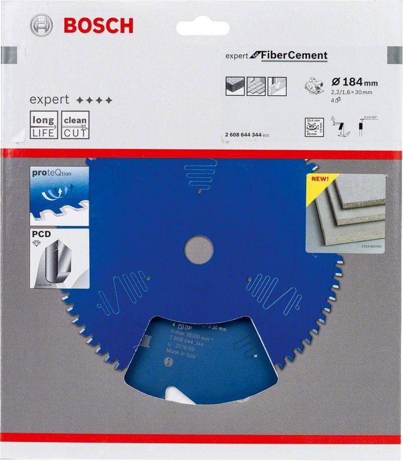 Bosch - Expert Serisi Lifli Çimento ve Alçıpan için Daire Testere Bıçağı 184*30 4 Diş